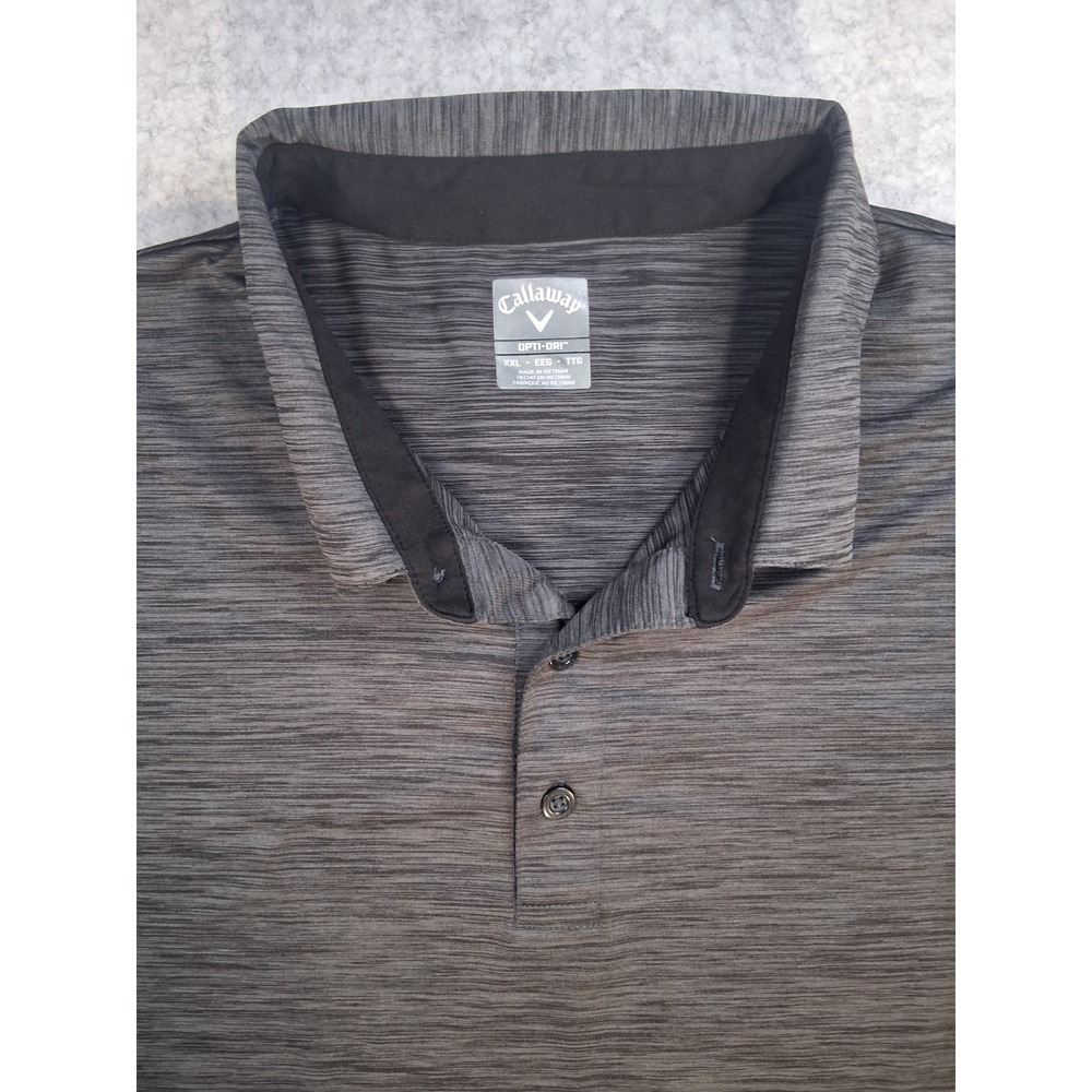 Callaway Opti Dri Golf Polo Shirt Mens 2XL XXL Gray Black Heathered Performance